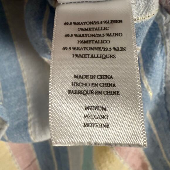 Rails Zuma Jubilee Stripe Linen Blend Short Sleeve Button Up Shirt Size Medium - Picture 10 of 10